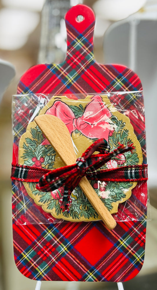 Tartan Melamine Board w/Napkin & Spreader Set