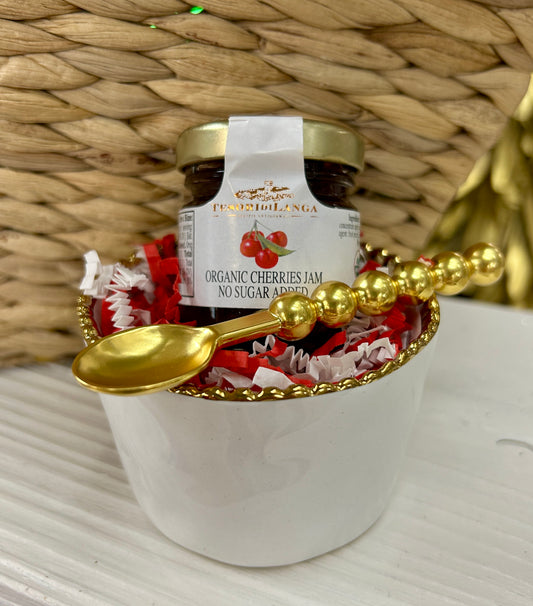 Tidbit Dish, Spoon & Jam Set- Ruffle or Ribbon Edge