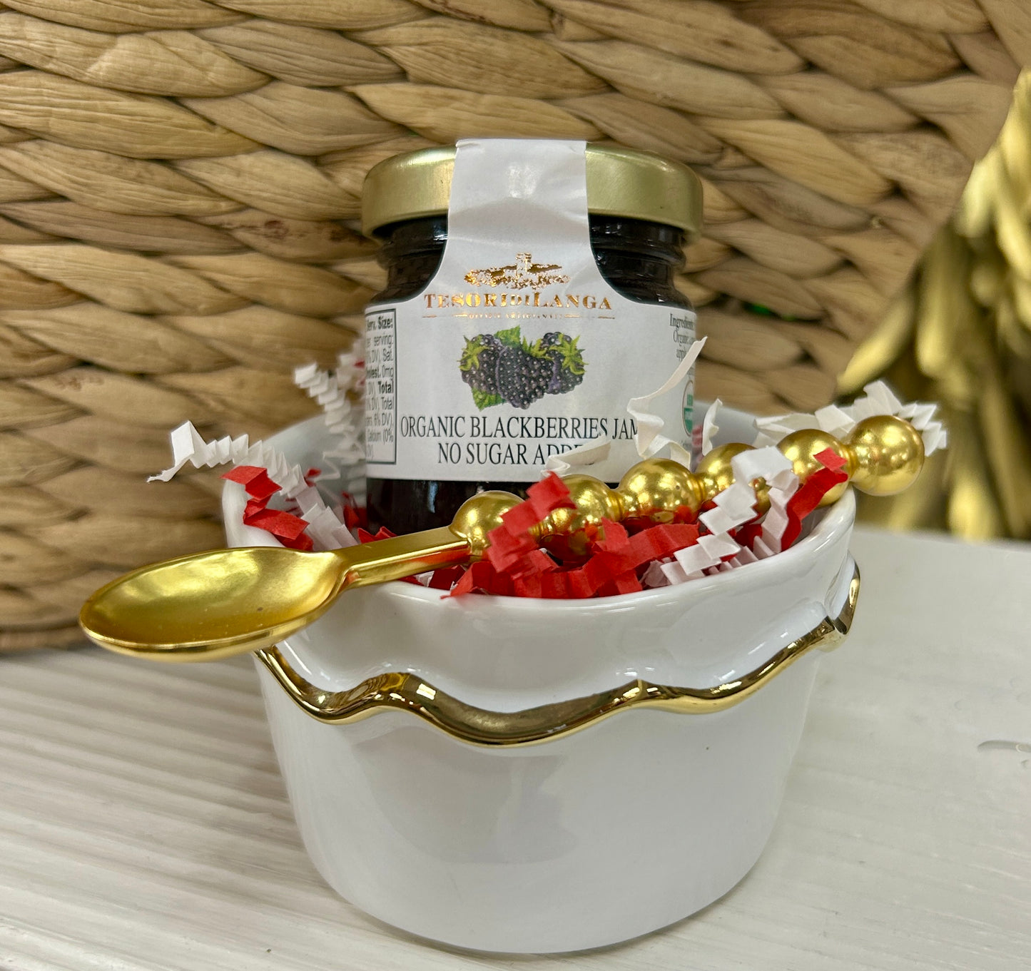 Tidbit Dish, Spoon & Jam Set- Ruffle or Ribbon Edge