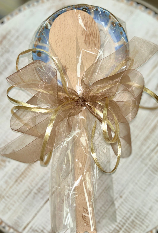 Etta B Spoon Rest & Wooden Spoon Set- Blue Willow