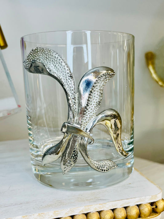 Fleur De Lis Double Old-Fashioned Glass