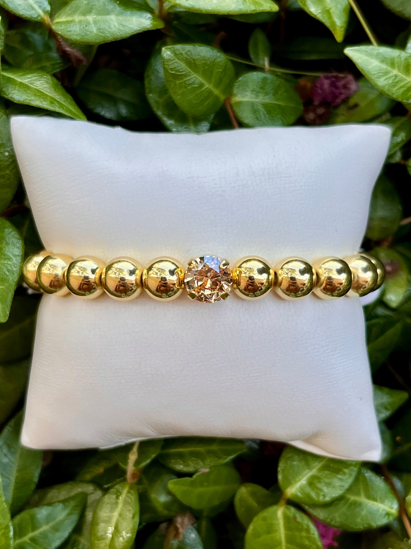 Sorrelli Single Crystal Stretch Bracelet - Dark Champagne