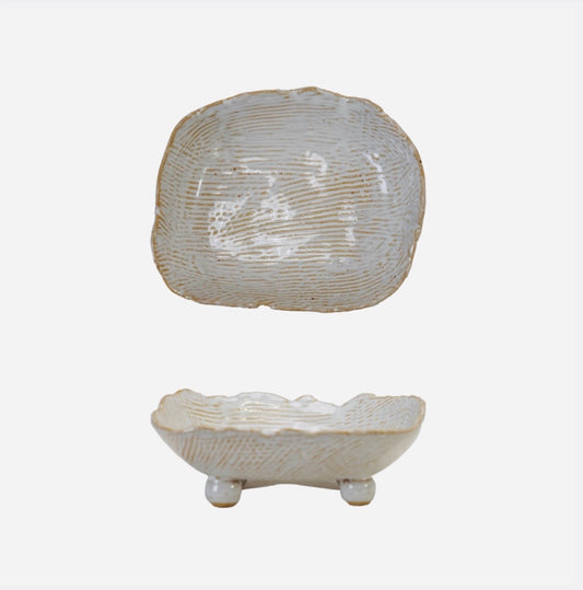 Stoneware Organic Shaped Footed Dish