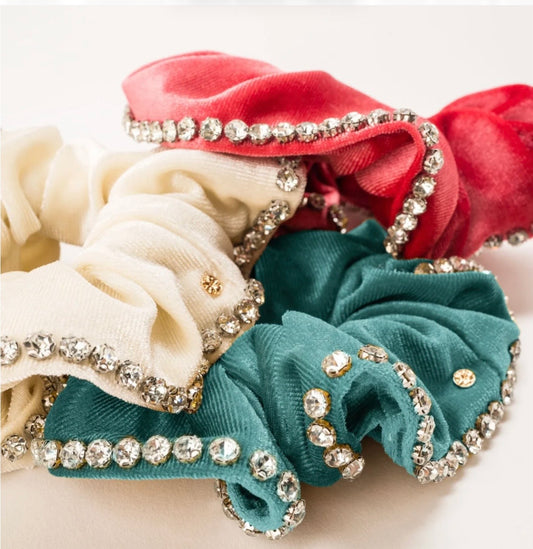 Chloe Embellished Scrunchie-Rose