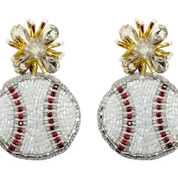 “Baseball" Dangle Earrings