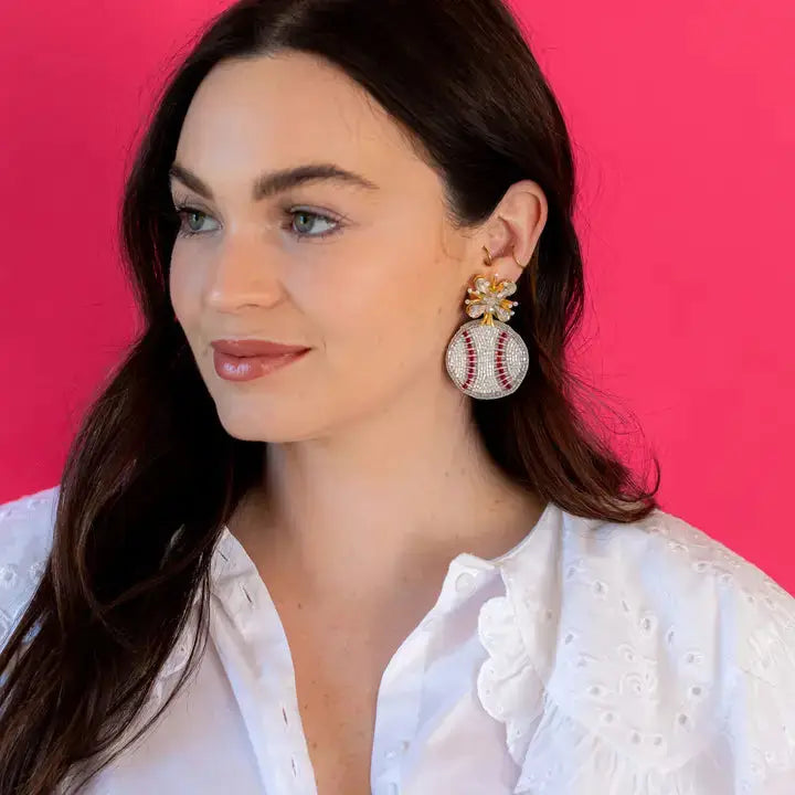 “Baseball" Dangle Earrings