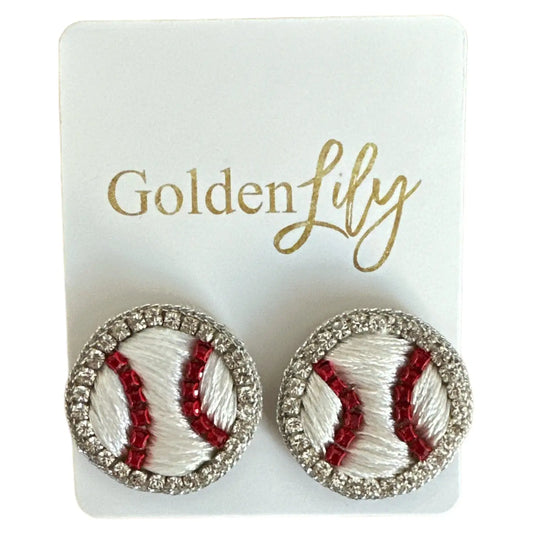 “Baseball" Stud Earrings
