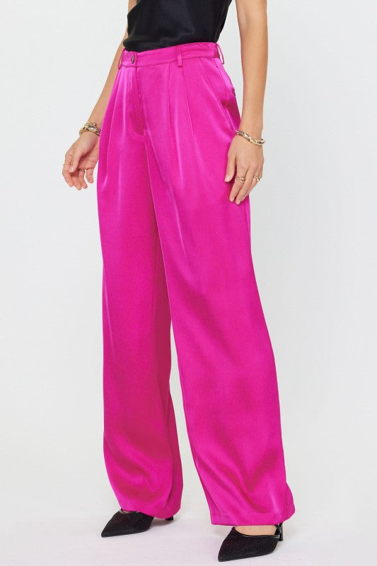 FINAL SALE Hot Pink High Waisted Trousers