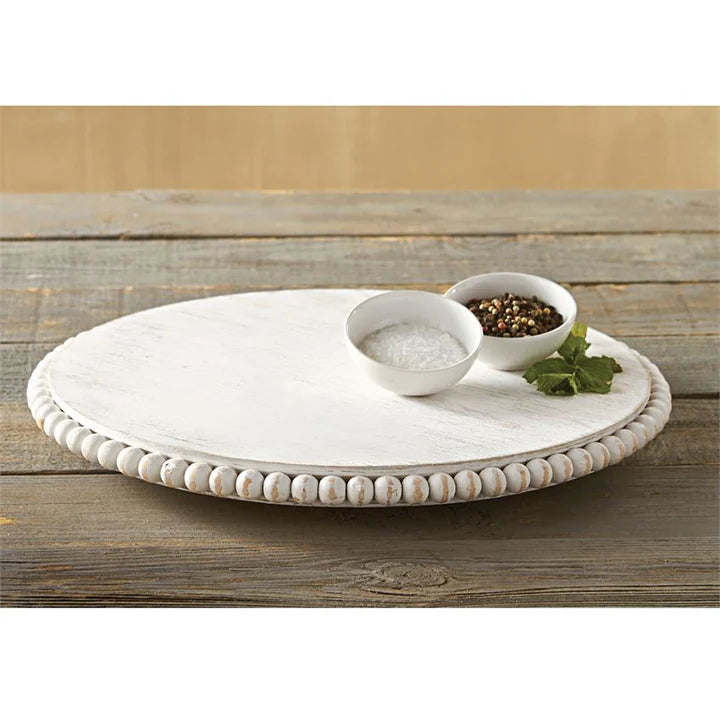 Whitewashed Beaded Lazy Susan