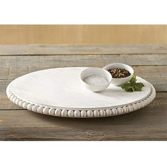 Whitewashed Beaded Lazy Susan