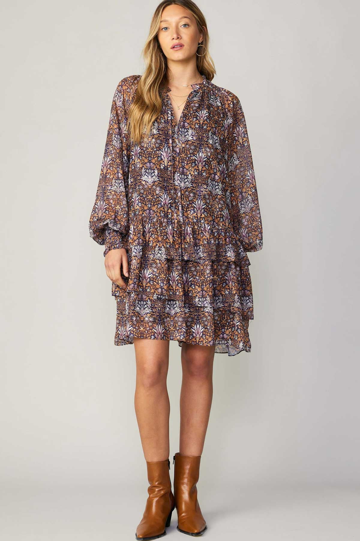 FINAL SALE Aurelie Floral Print Ruffle Mini Dress