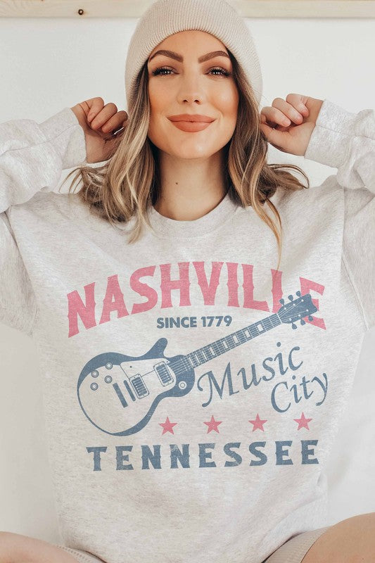 Nashville Music City Oversized Graphic Sweatshirt