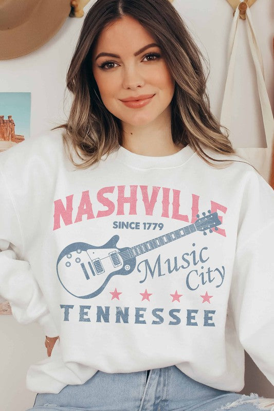 Nashville Music City Oversized Graphic Sweatshirt