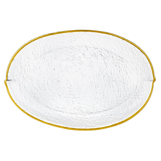 Rodin Gold-Edge Oval Glass Platter