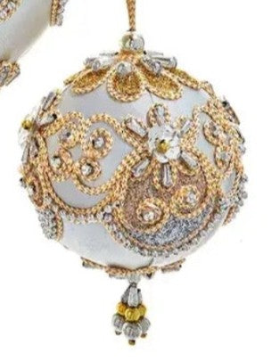 Elegant-Beaded, Gold/Silver Ornaments- BALL, DOME, FINIAL