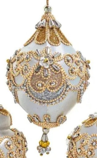 Elegant-Beaded, Gold/Silver Ornaments- BALL, DOME, FINIAL