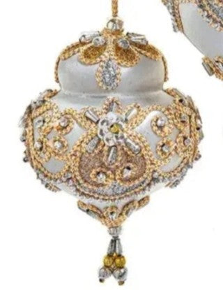 Elegant-Beaded, Gold/Silver Ornaments- BALL, DOME, FINIAL