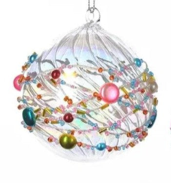 3.25"Beaded Glass Ornament-BALL, FINIAL