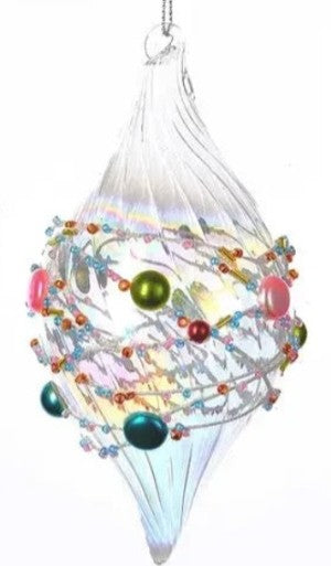 3.25"Beaded Glass Ornament-BALL, FINIAL