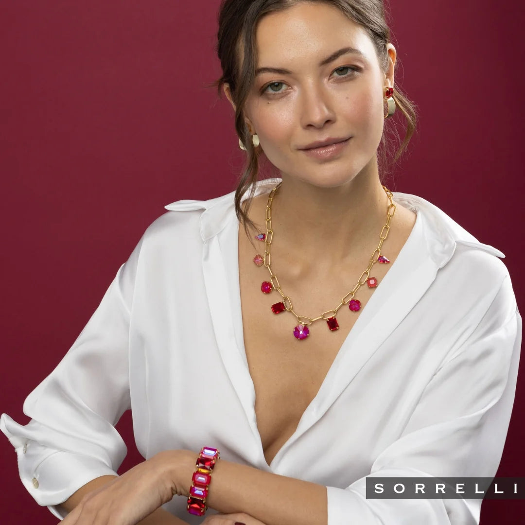 Sorrelli Dani Studded Hoop Earrings - Red Carpet