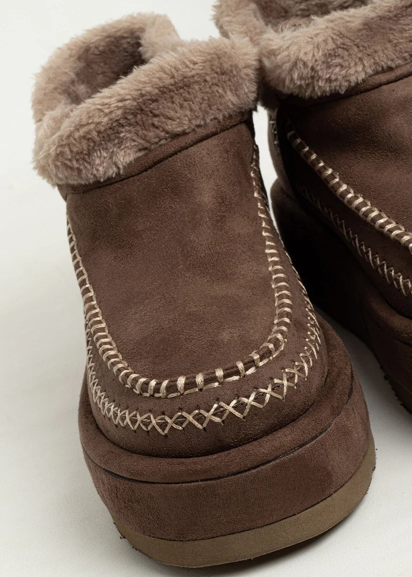 Ulla Taupe Suede Shearling Bootie