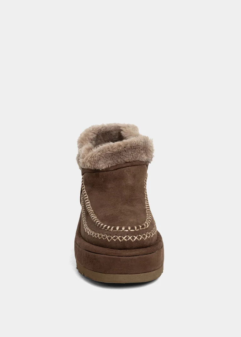 Ulla Taupe Suede Shearling Bootie