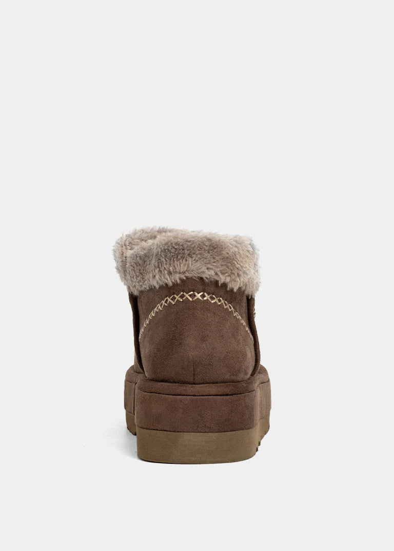 Ulla Taupe Suede Shearling Bootie