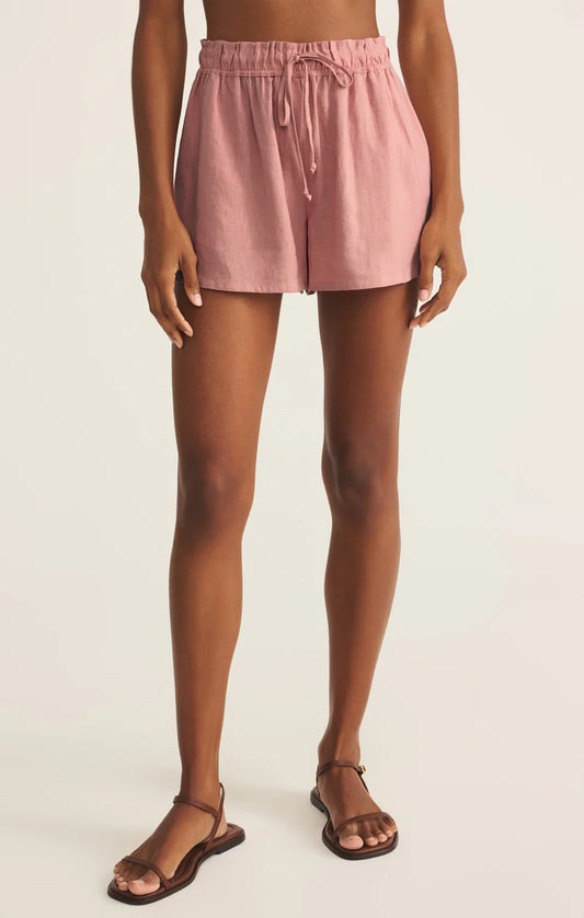FINAL SALE Z Supply Perfect Linen Short - Pink Smoke