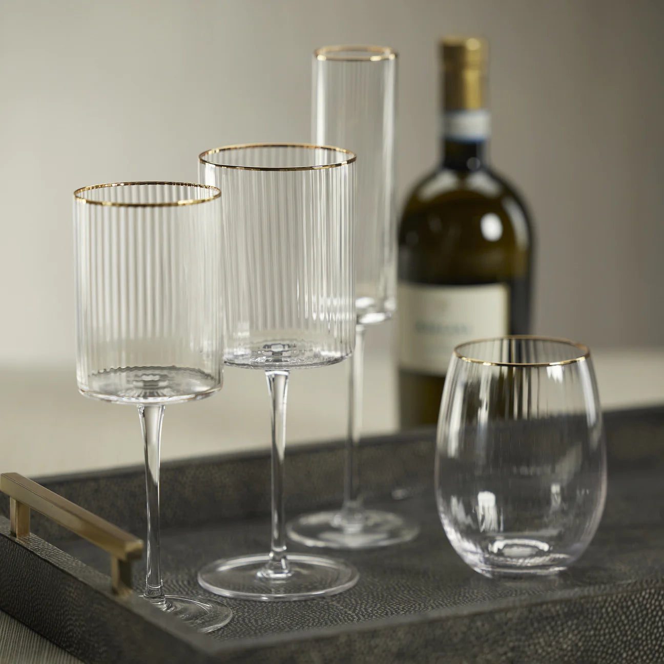 Optic White Wine Glass with Gold Rim