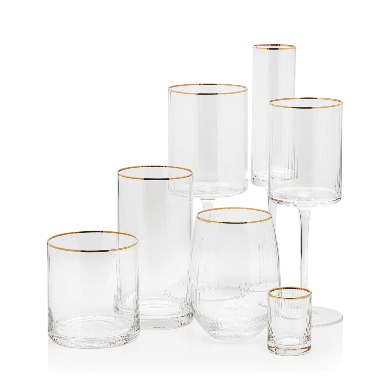 Optic Stemless All-Purpose Glass with Gold Rim