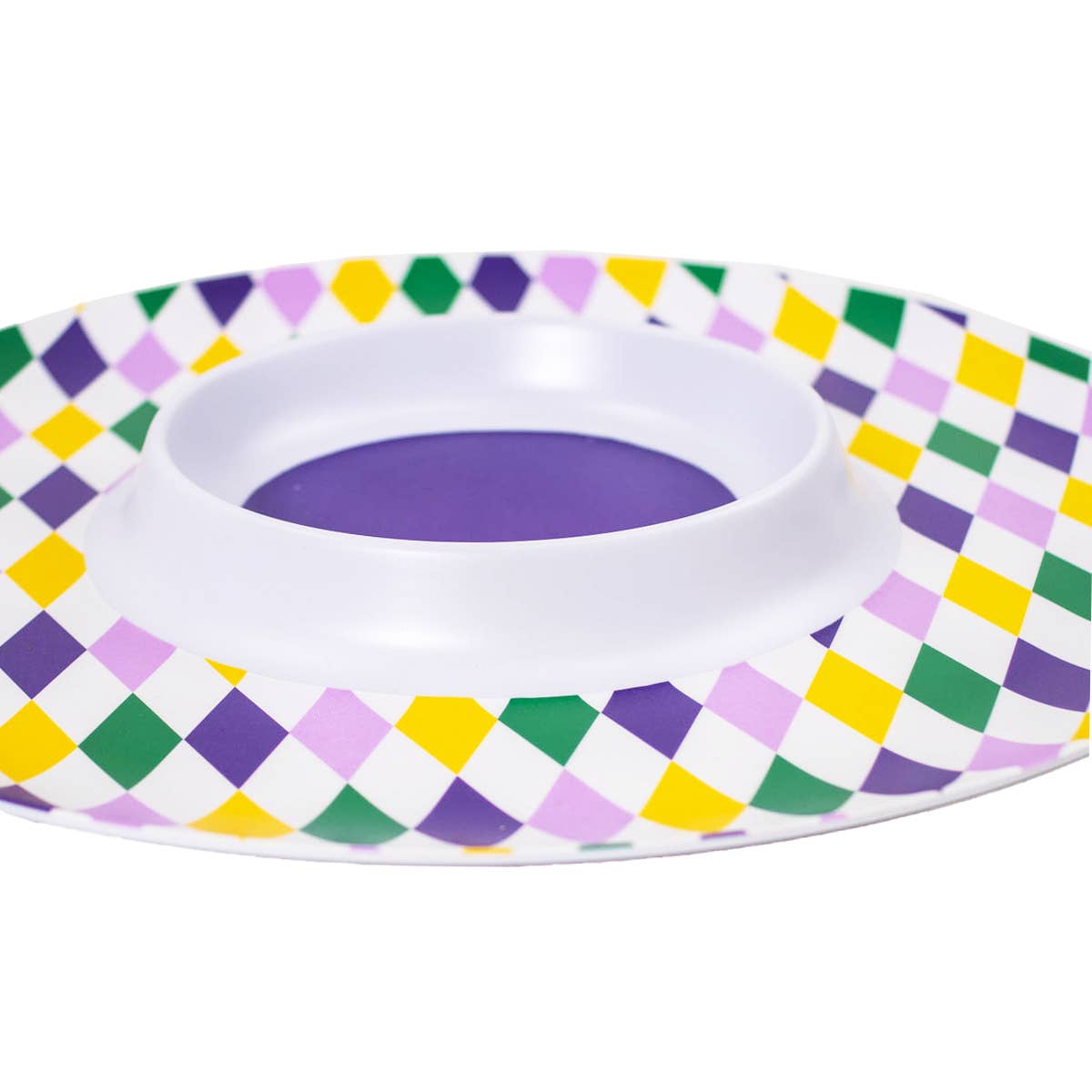 15” Mardi Gras Harlequin Melamine Chip & Dip