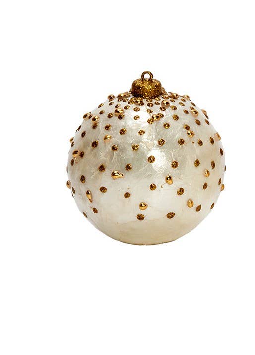 Capiz Glittered Dotted Ball Ornament