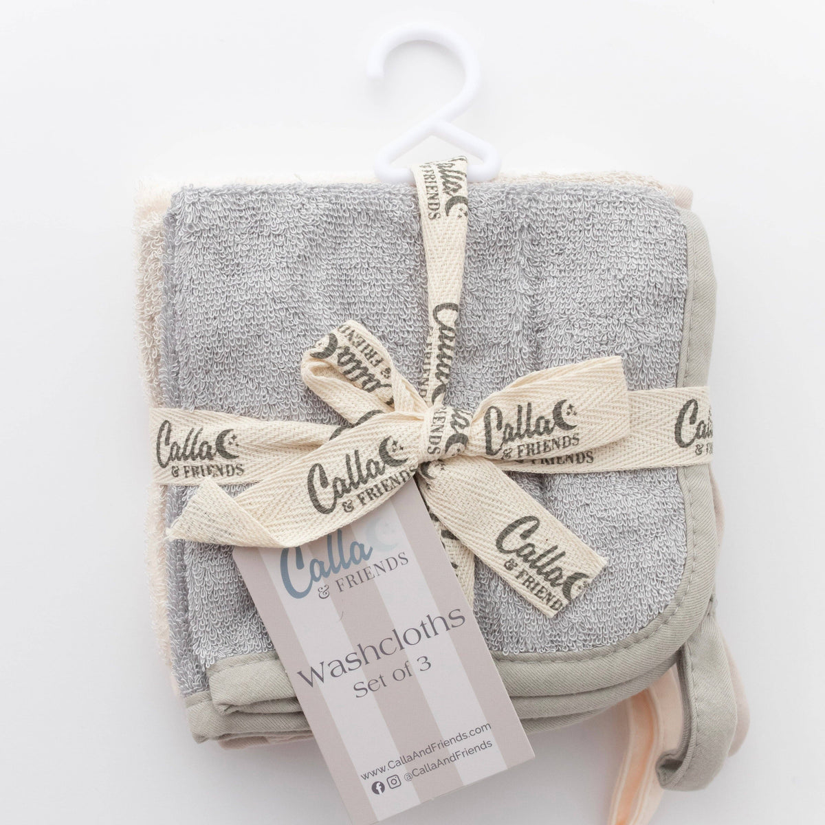 Washcloth Set: Linen/Whisper Gray