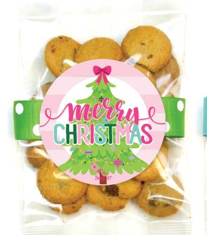 Christmas Choc. Chip Cookies (Pastel) Bags- Six Options