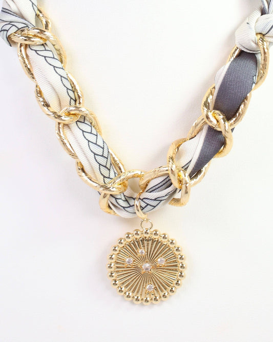 Sarah Scarf Charm Necklace-Steel Gray