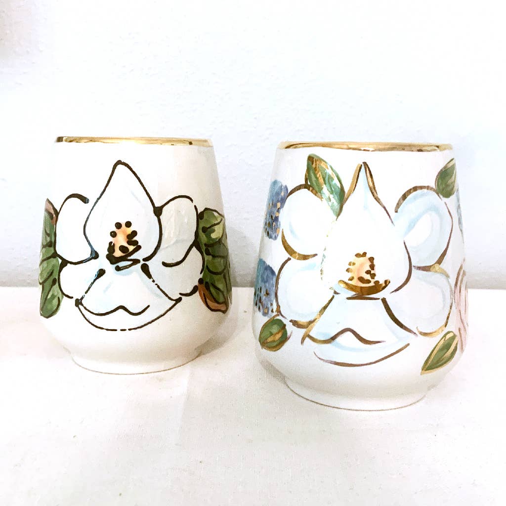 Magnolia Stemless Wine Glass
