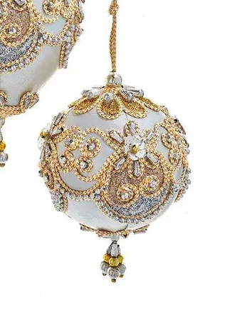 Elegant-Beaded, Gold/Silver Ornaments- BALL, DOME, FINIAL