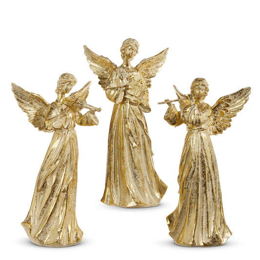 Gold Angel w/Instrument- Violin, Harp, Flute