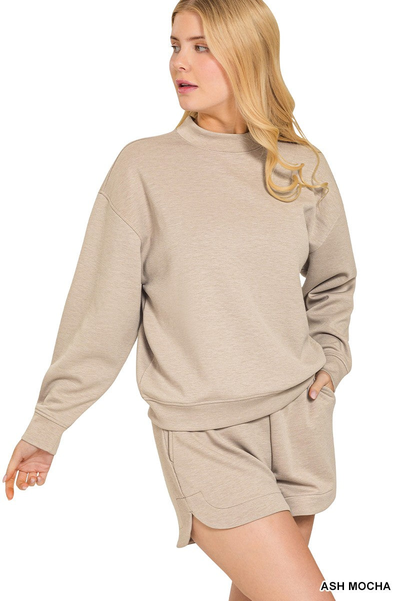 Scuba Pullover & Short Set-Ash Mocha