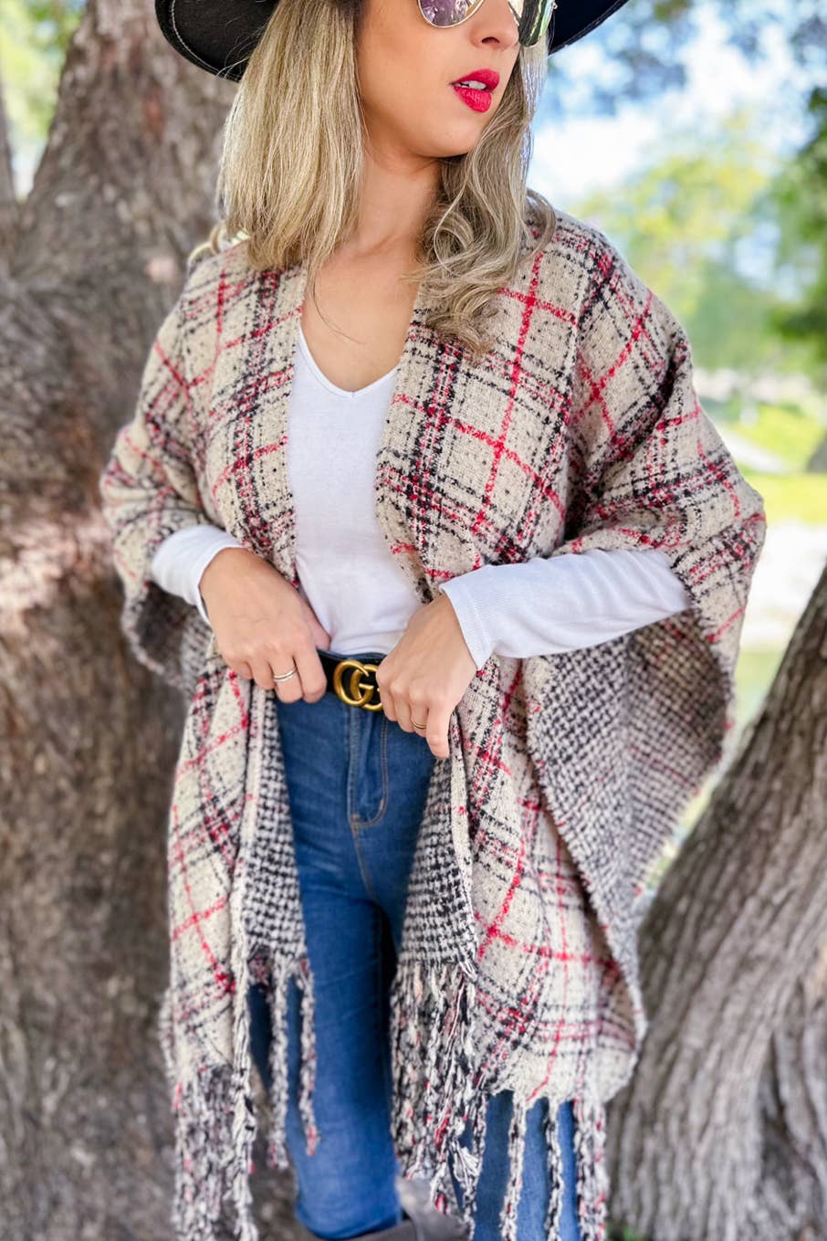 Reversible Knit Ruana Cape Cardigan: One Size