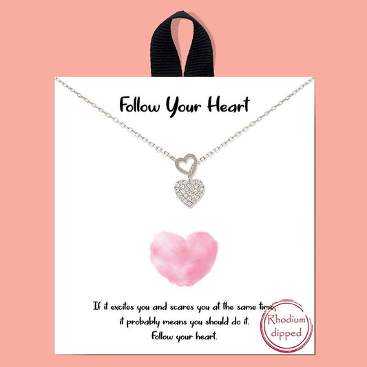 Two Heart Lariat Necklace-Silver