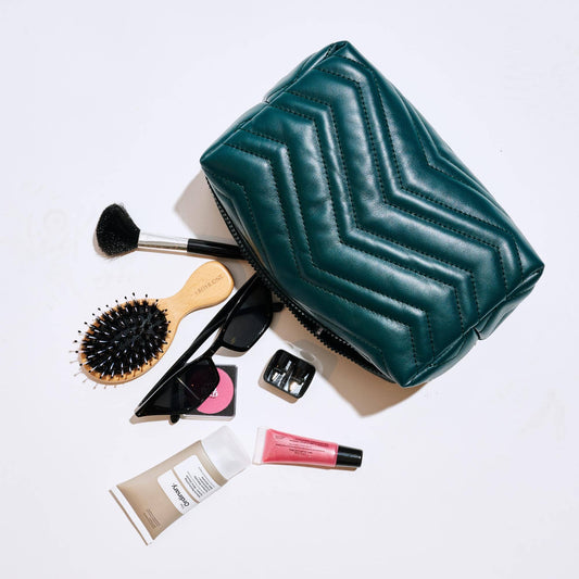 Chic Stitch Cosmetic Pouch: Emerald