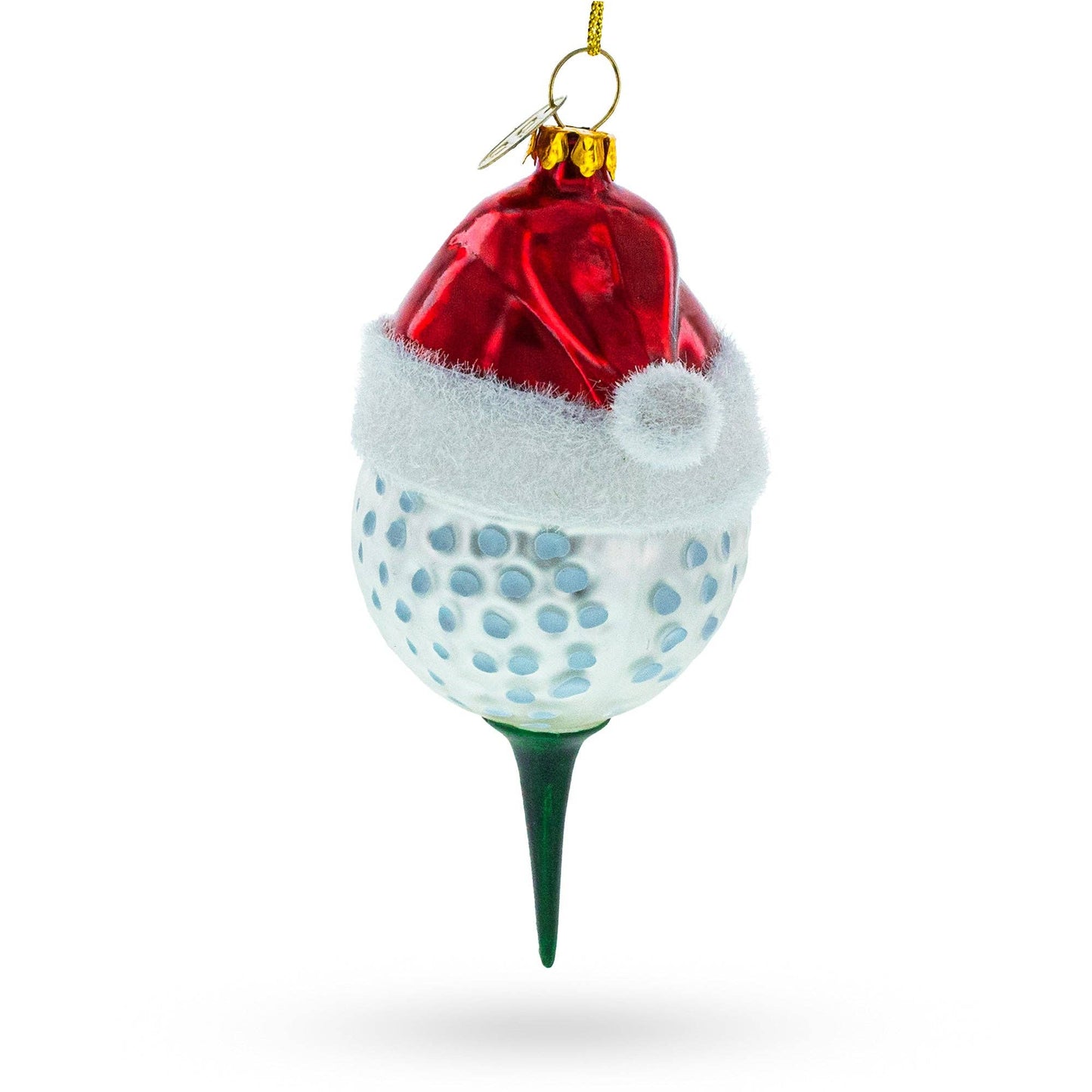 Golf Ball with Holiday Cheer Glass Ornament