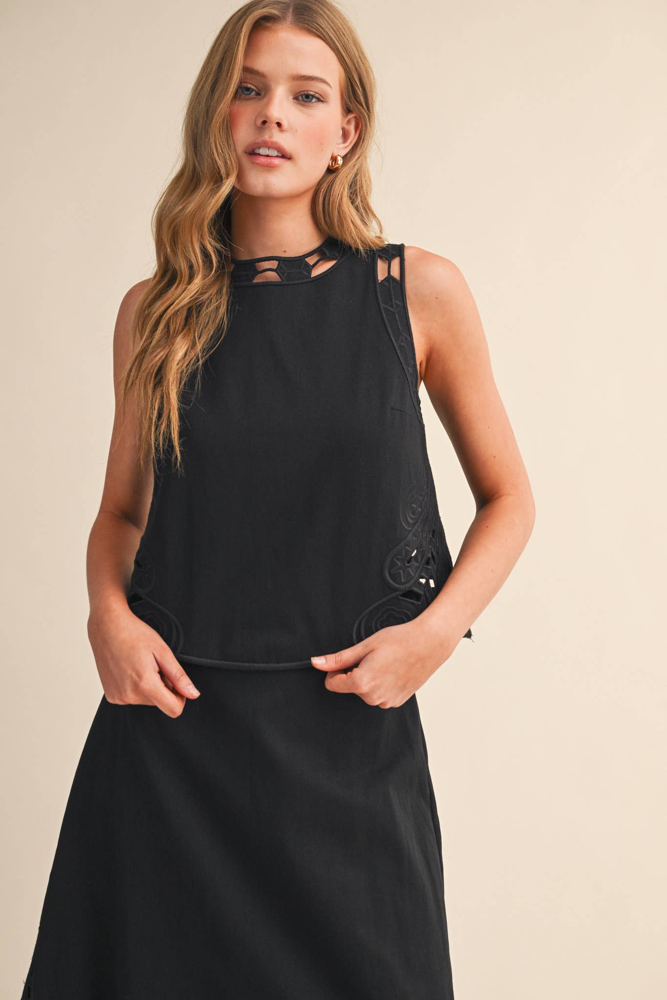 Embroidered Top & Midi Skirt Set