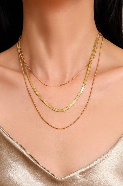 Chloe Chain Layer Necklace-Gold