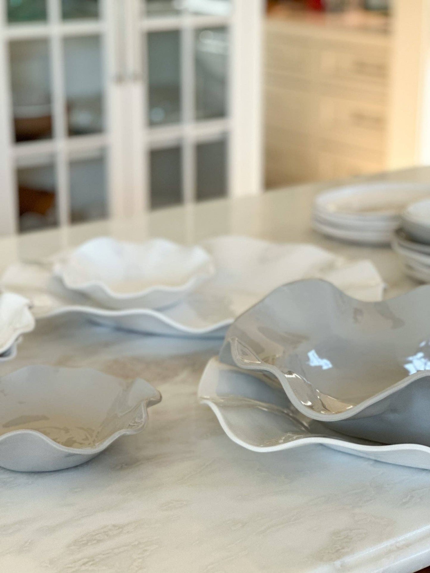 Large Wavy One of a Kind Oval Melamine Platter: White