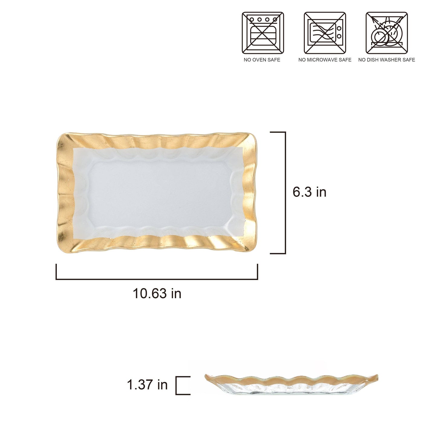 Gold, Ruffle-Edge Glass Tray