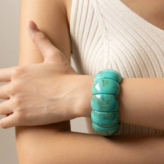 Acrylic Stretch Cord Bracelet- Turquoise