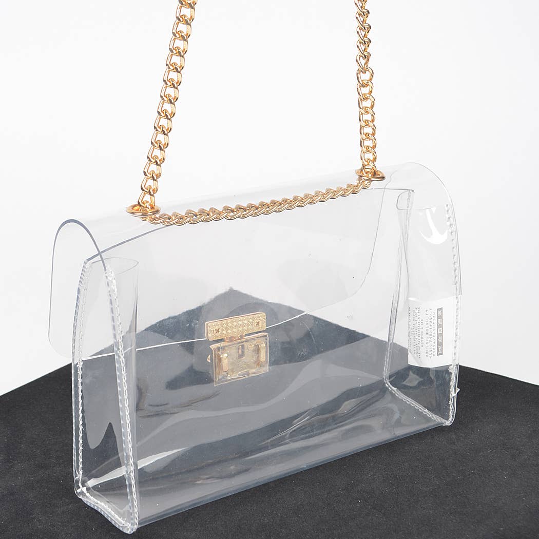 Transparent Chain Crossbody Bag:  Silver