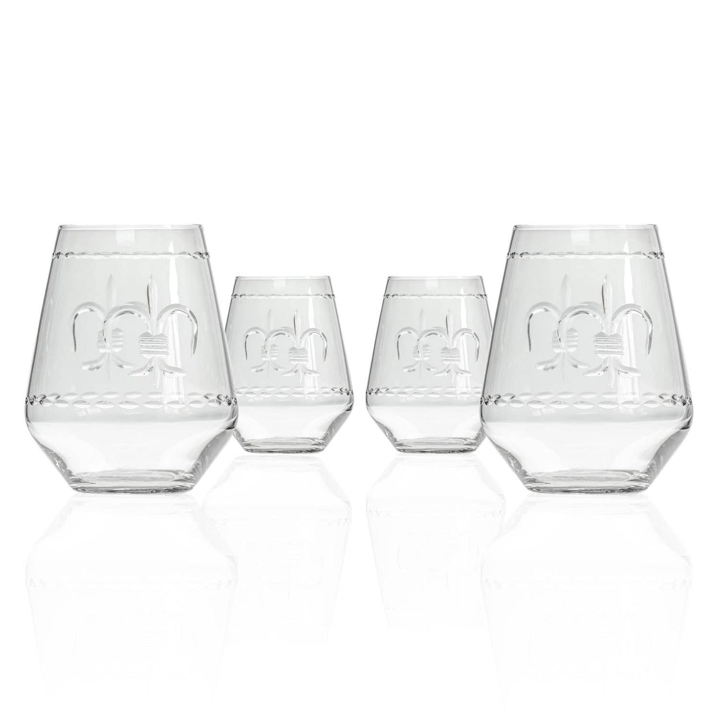 Fleur De Lis Stemless Wine Glass